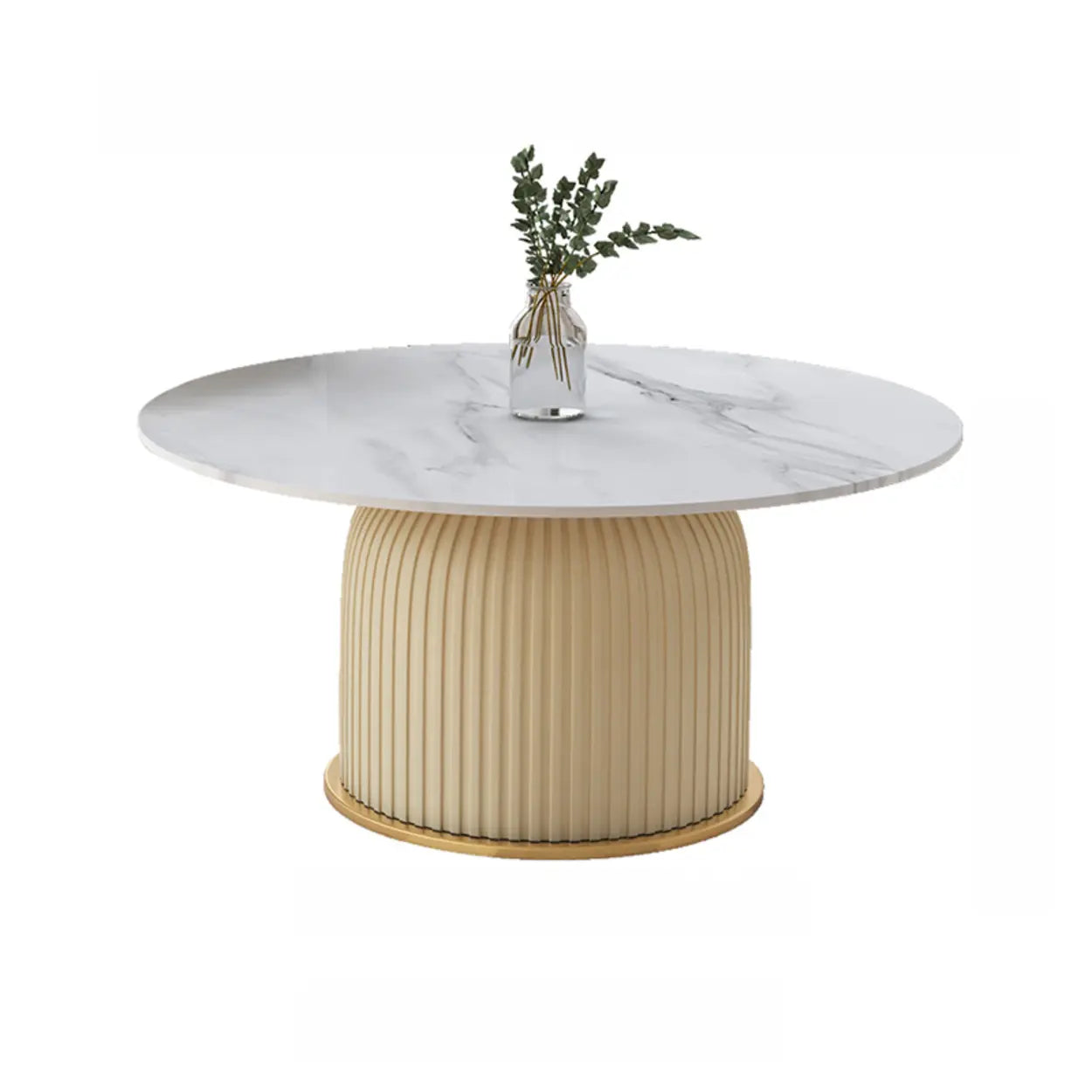 Modern Metal Marble Top Ribbed Side Table