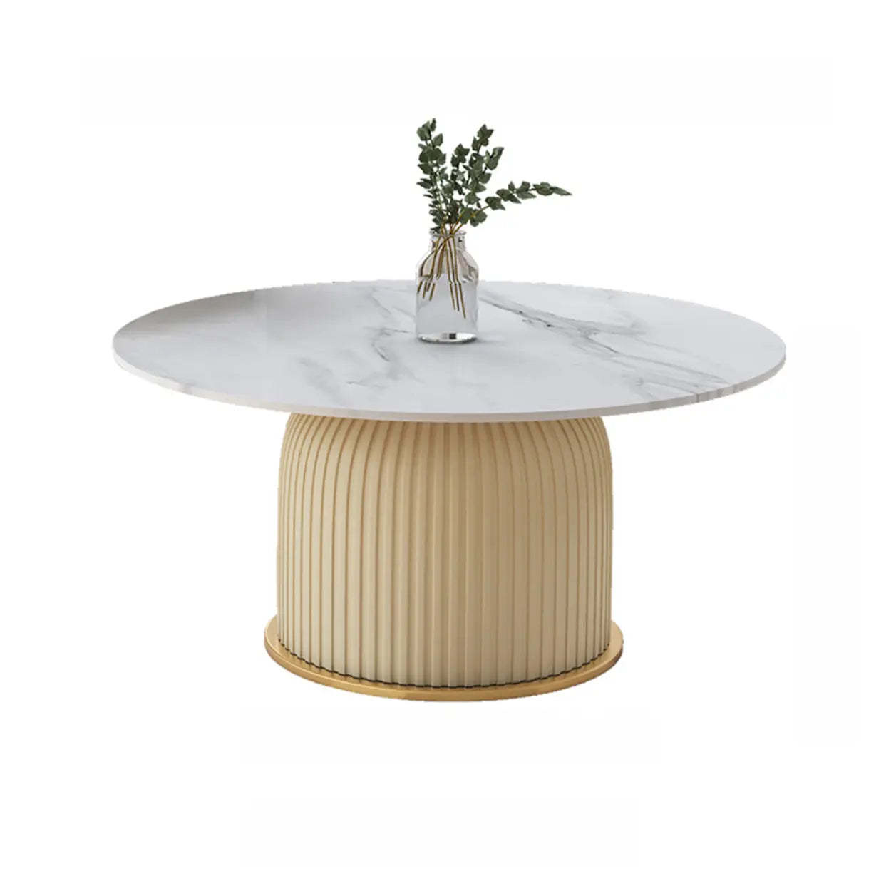 Modern Metal Marble Top Ribbed Side Table