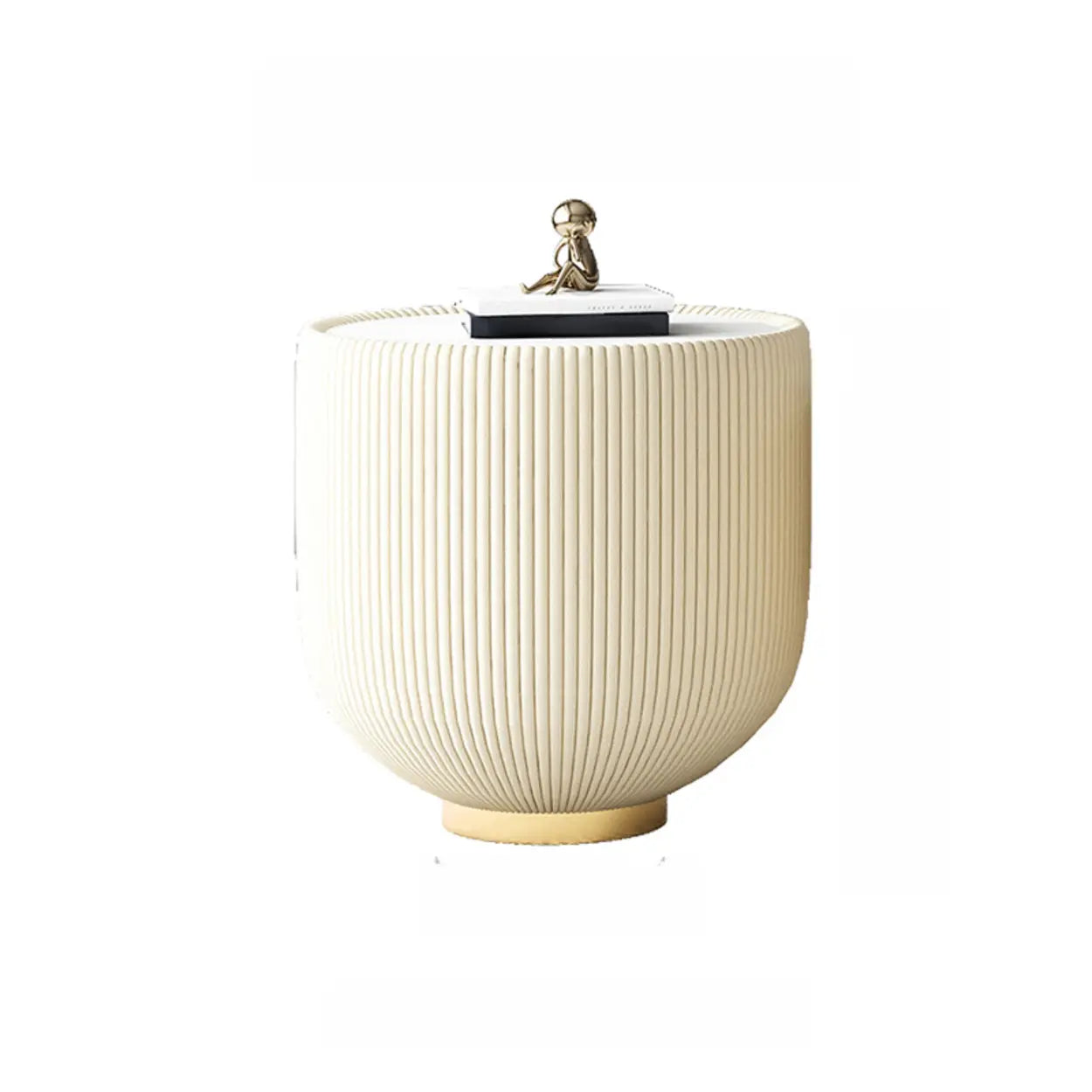 Modern Metal Marble Top Ribbed Side Table