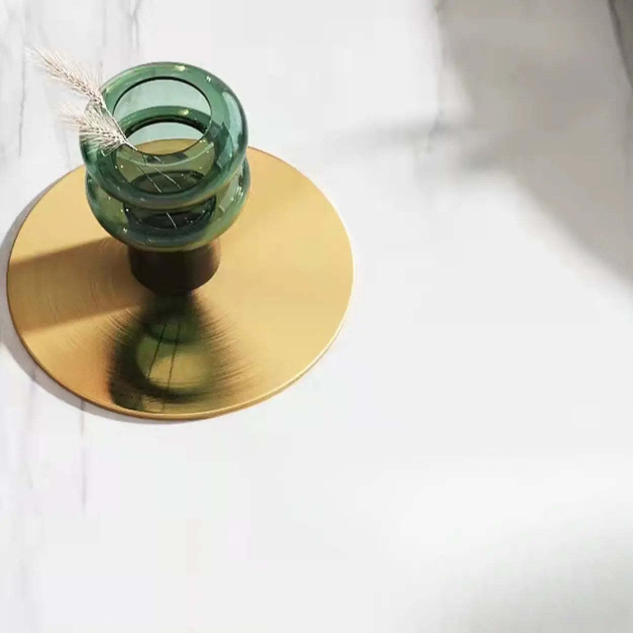 Modern Metal Marble Top Ribbed Side Table