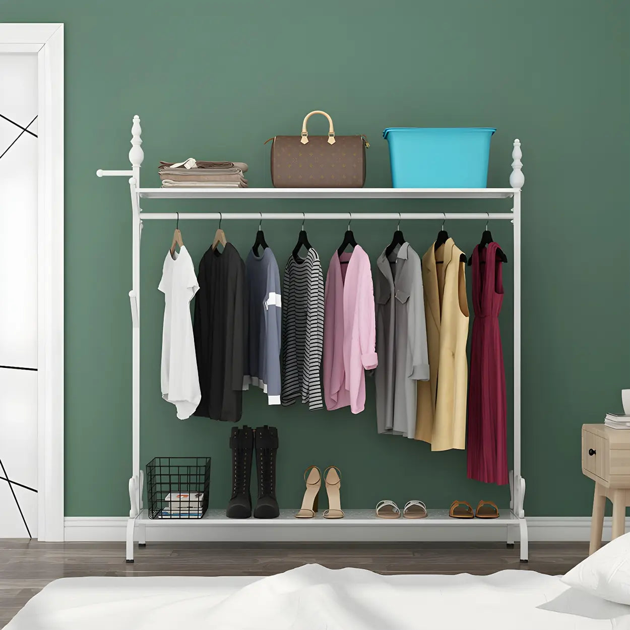 Metal Freestanding Coat Rack with Storage