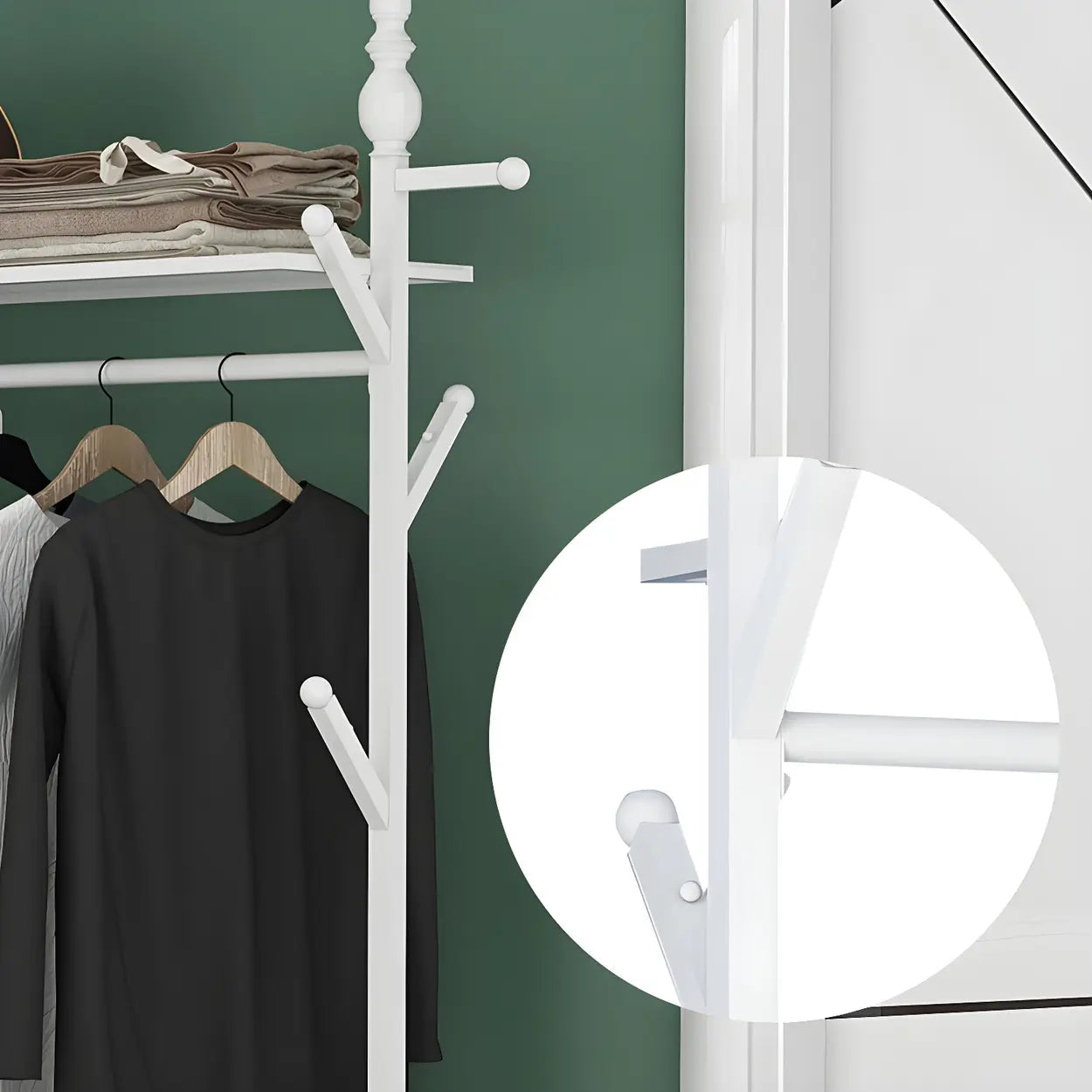 Metal Freestanding Coat Rack with Storage