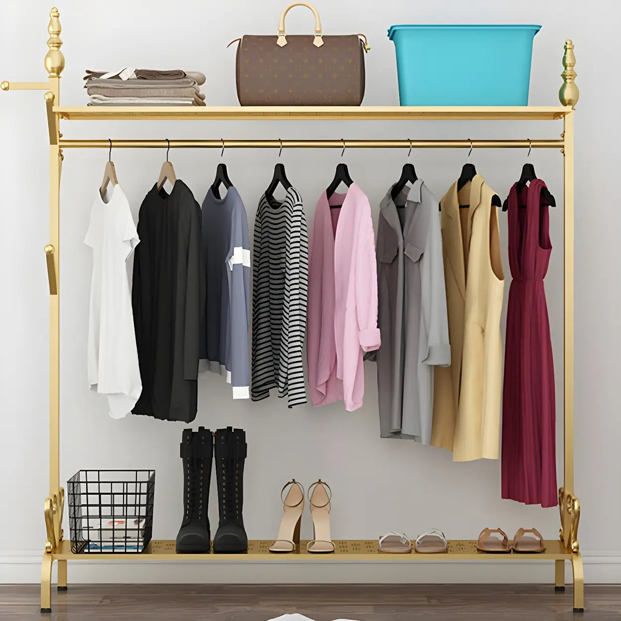 Metal Freestanding Coat Rack with Storage