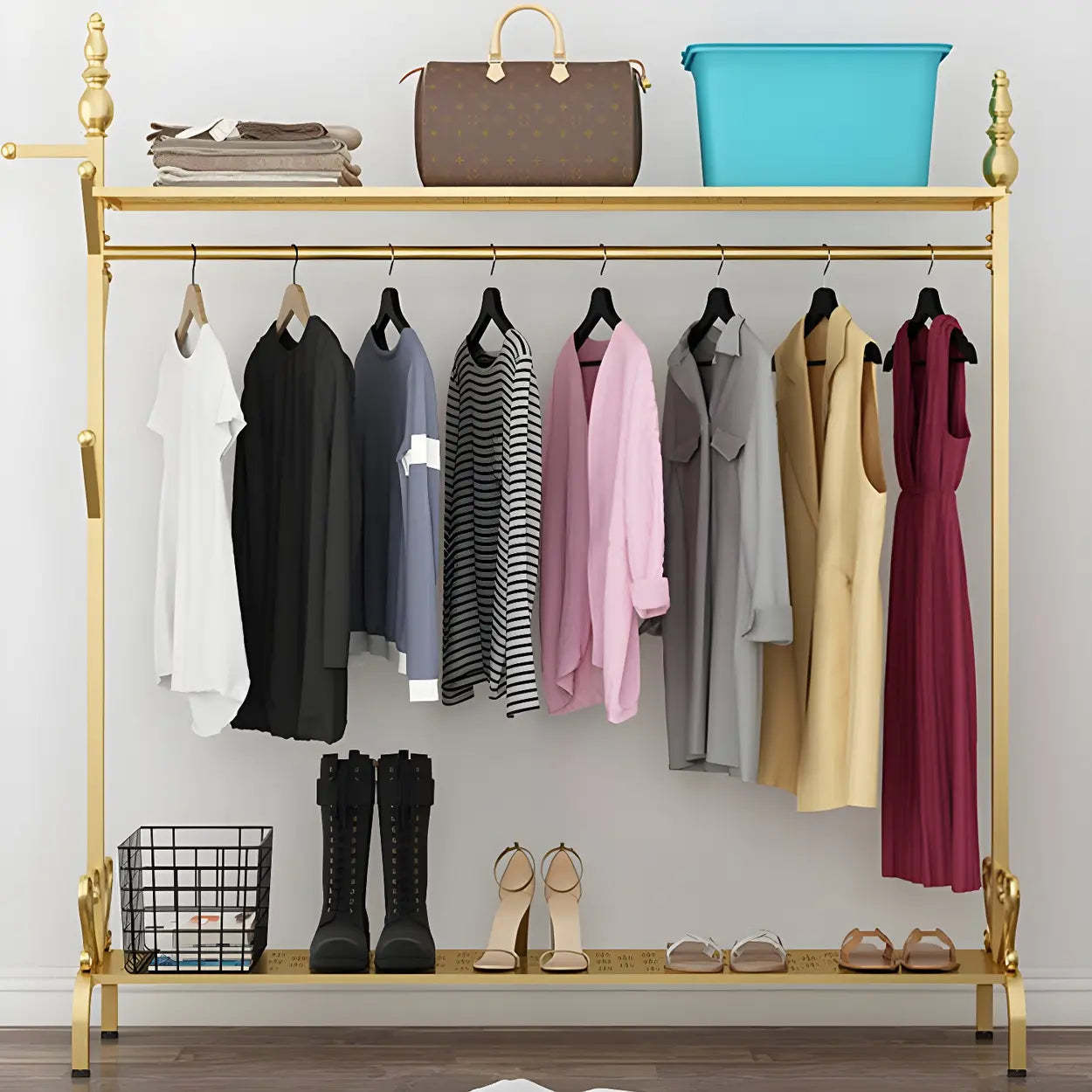 Metal Freestanding Coat Rack with Storage