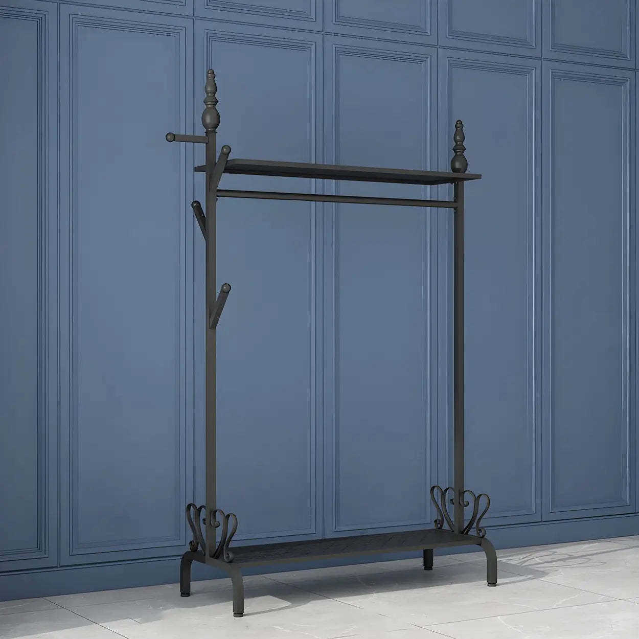Metal Freestanding Coat Rack with Storage