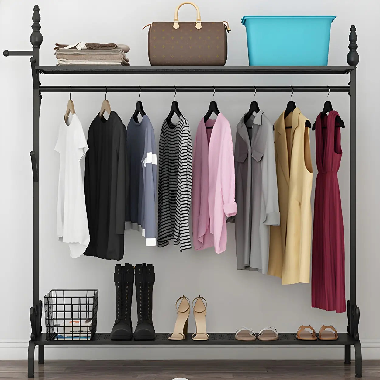 Metal Freestanding Coat Rack with Storage