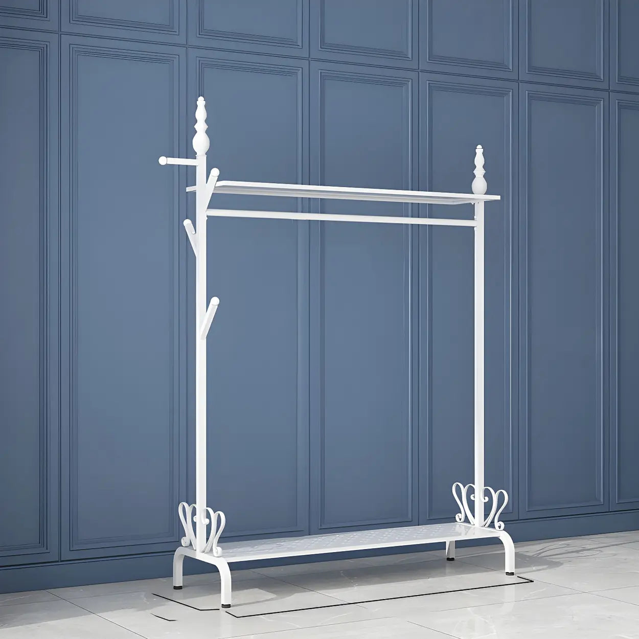 Metal Freestanding Coat Rack with Storage