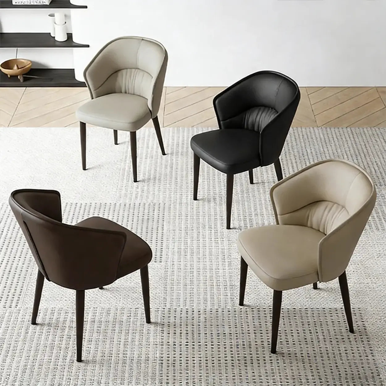 Modern Mid-Back Faux Leather Dining Arm Chair