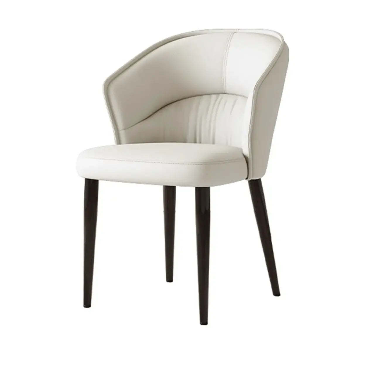 Modern Mid-Back Faux Leather Dining Arm Chair — Black