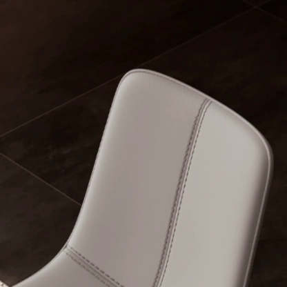 Minimalist Beige Leather Dining Chair