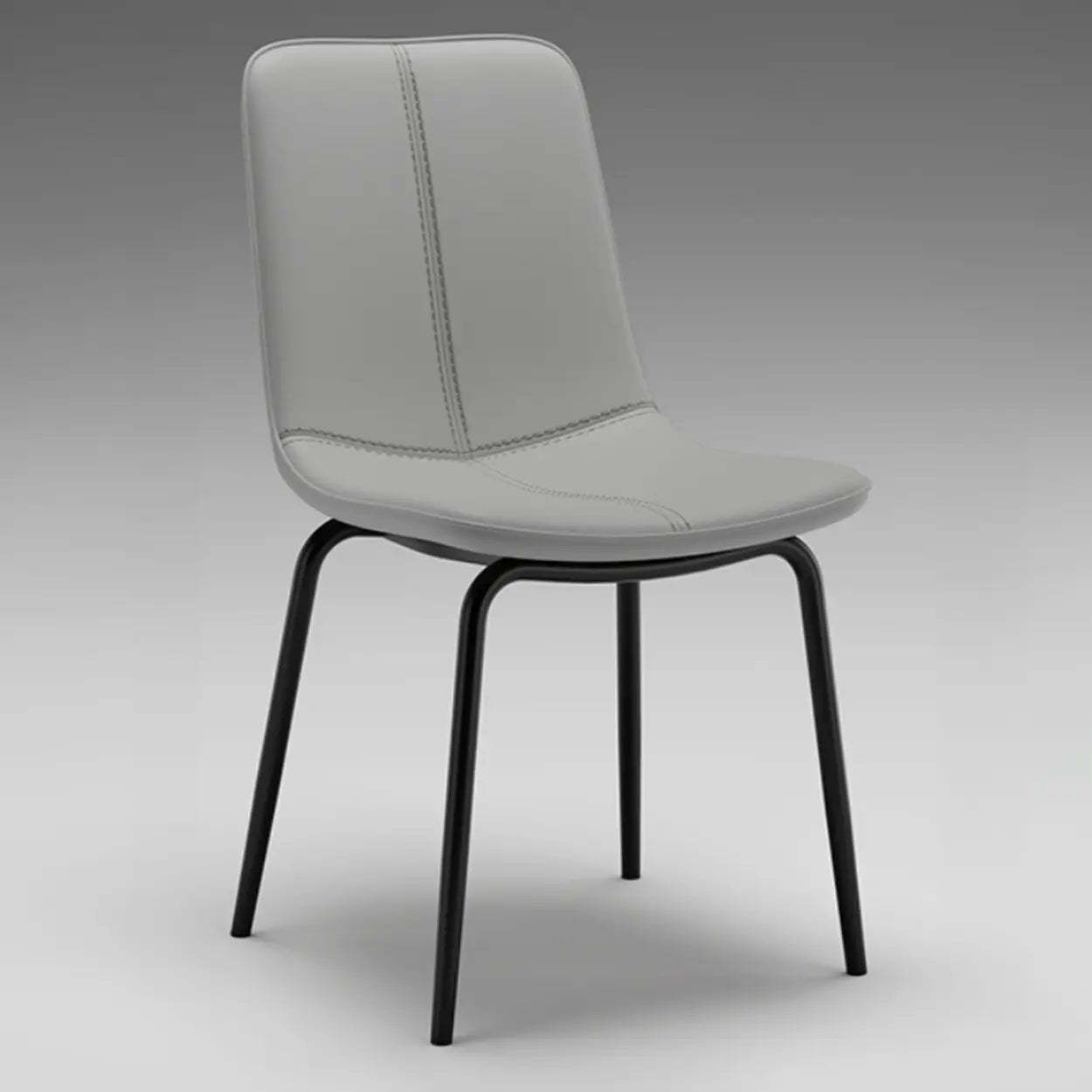 Minimalist Beige Leather Dining Chair — Off-White