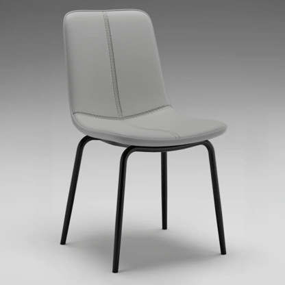 Minimalist Beige Leather Dining Chair — Off-White