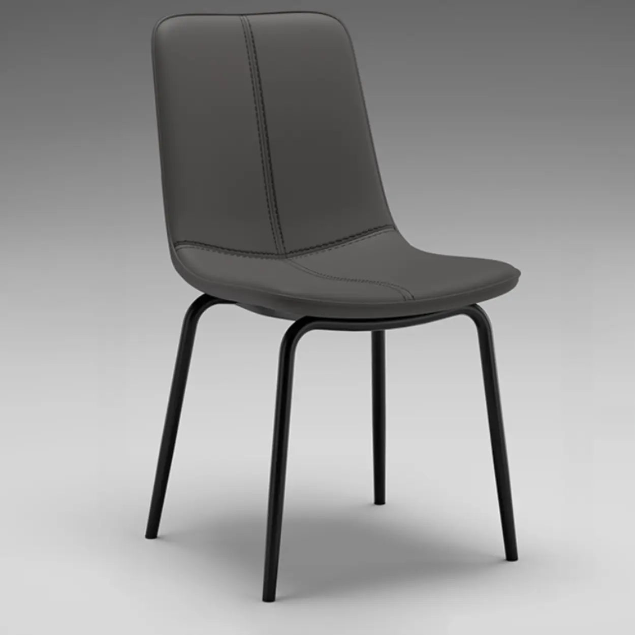 Minimalist Beige Leather Dining Chair — Camel