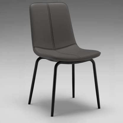 Minimalist Beige Leather Dining Chair — Camel