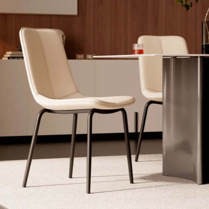 Minimalist Beige Leather Dining Chair — Orange