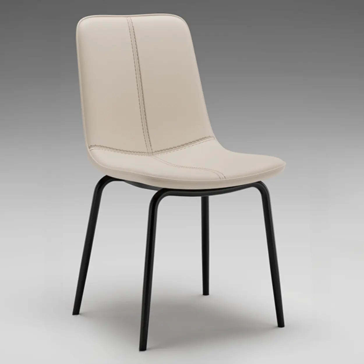 Minimalist Beige Leather Dining Chair — Grey
