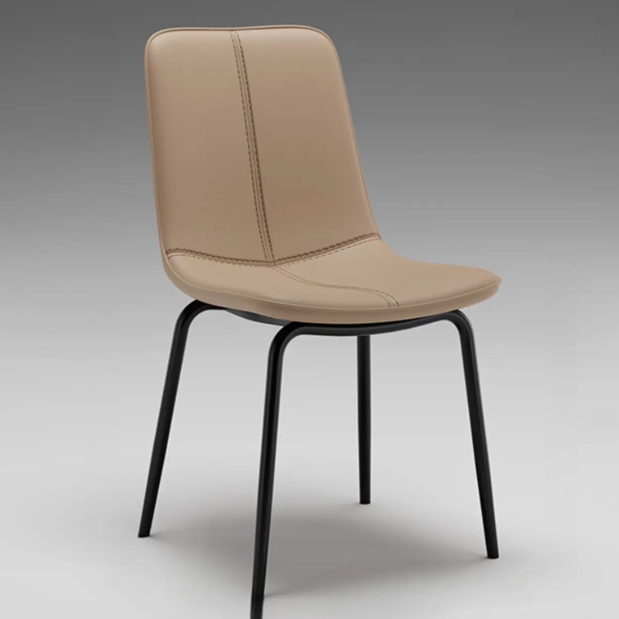Minimalist Beige Leather Dining Chair — Coffee