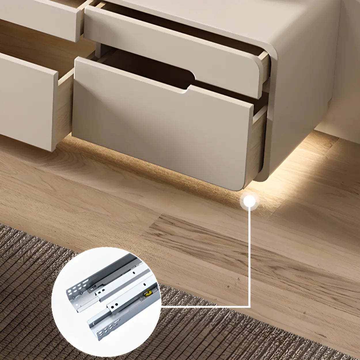 Minimalist Beige TV Stand with Drawers