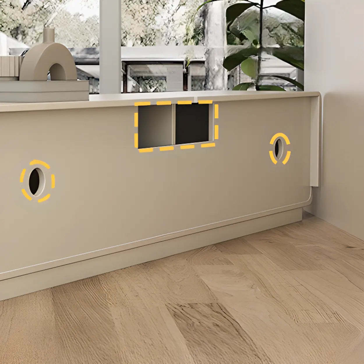 Minimalist Beige TV Stand with Drawers