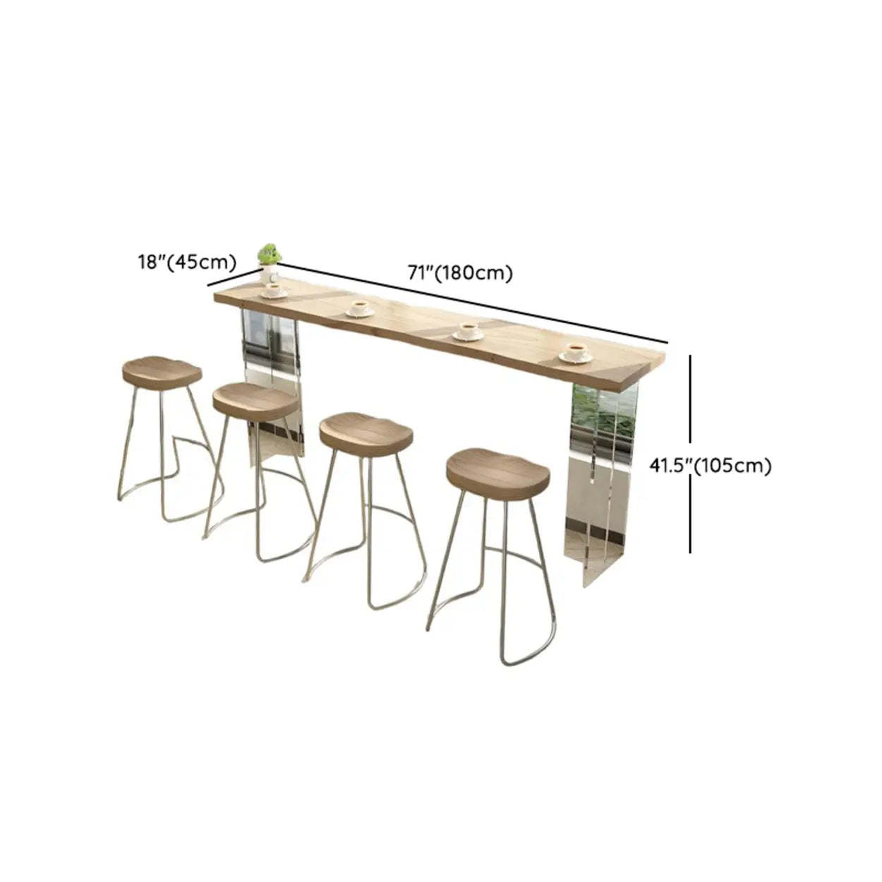 Minimalist Clear Acrylic Pedestal Wood Bar Table