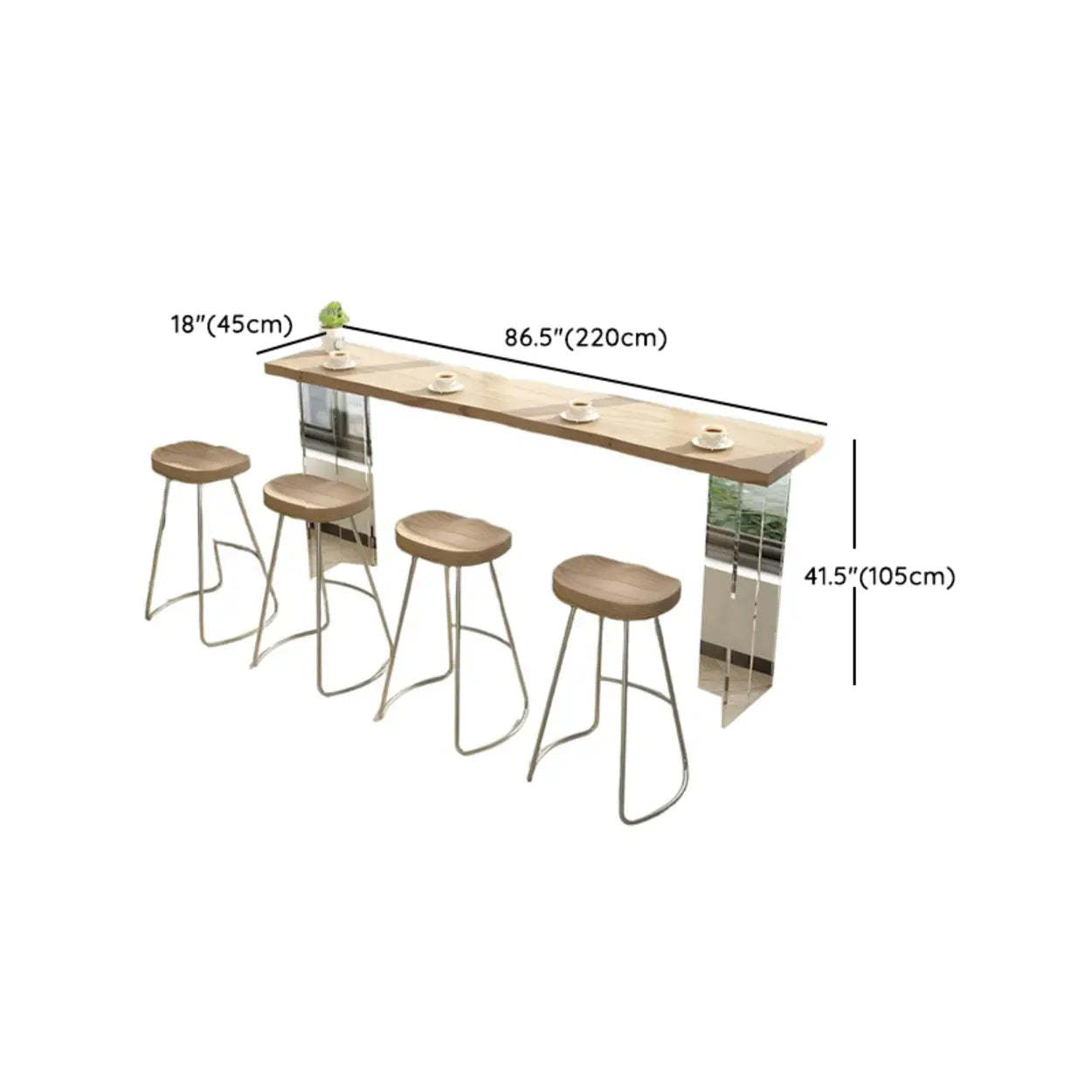 Minimalist Clear Acrylic Pedestal Wood Bar Table