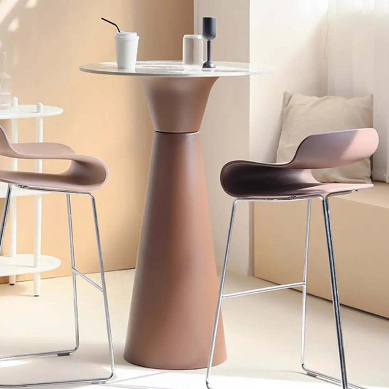 Minimalist Cone-Base Bistro Bar Table — Pandora/ Coffee / Table Only