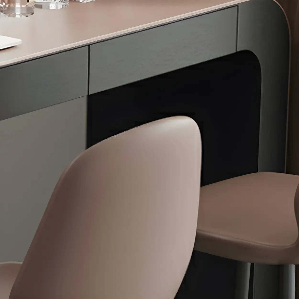 Minimalist Curved Wood Counter Height Bar Table