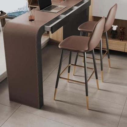 Minimalist Curved Wood Counter Height Bar Table — Table Only