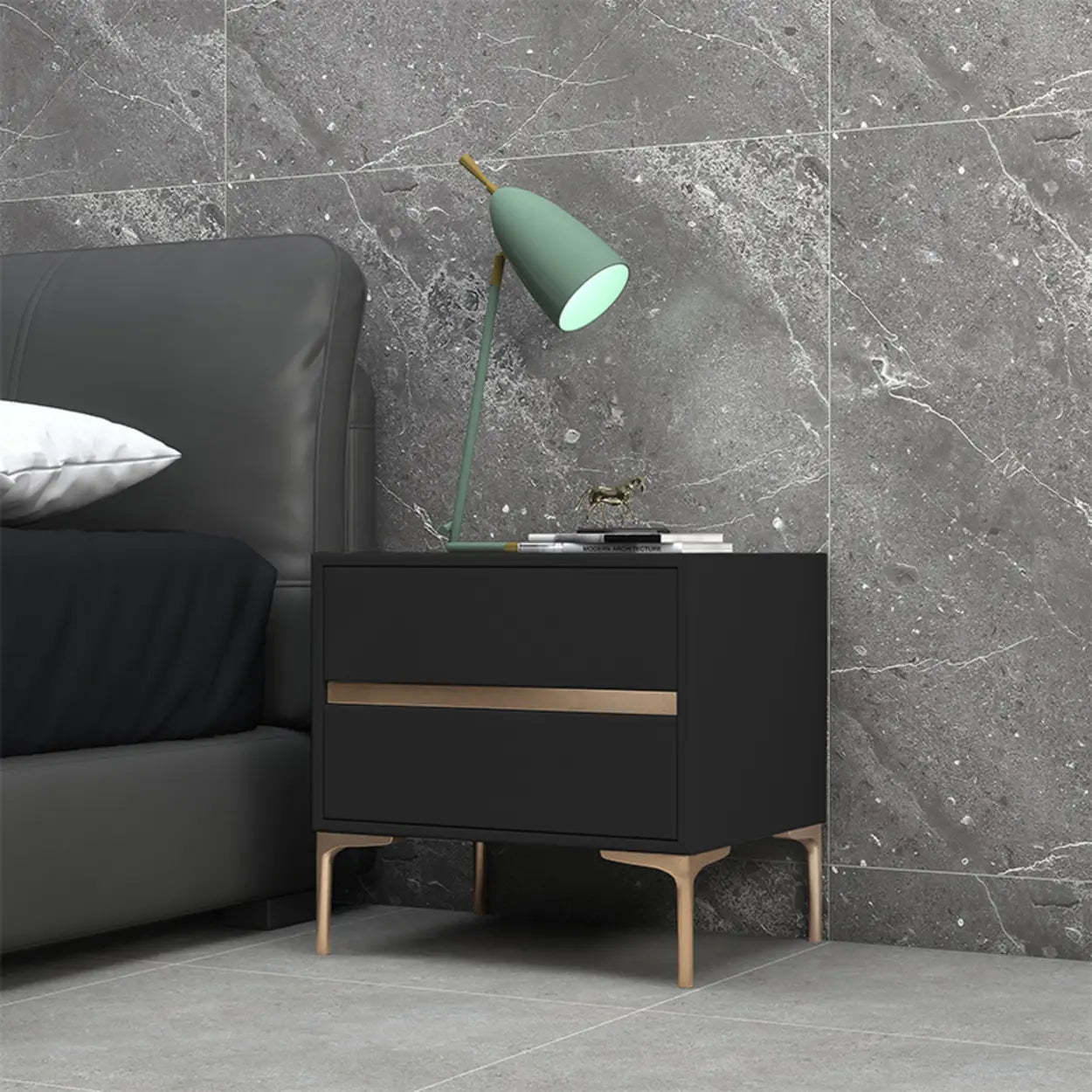 Modern legs metal leather glass nightstands