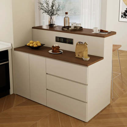 Modern Rectangular Wood Bar Table with Storage