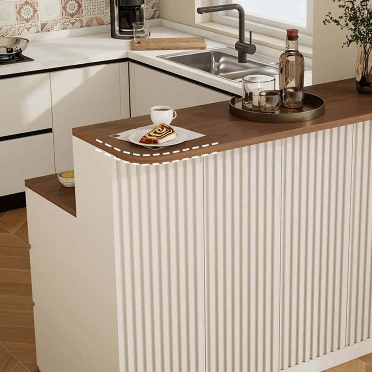 Modern Rectangular Wood Bar Table with Storage