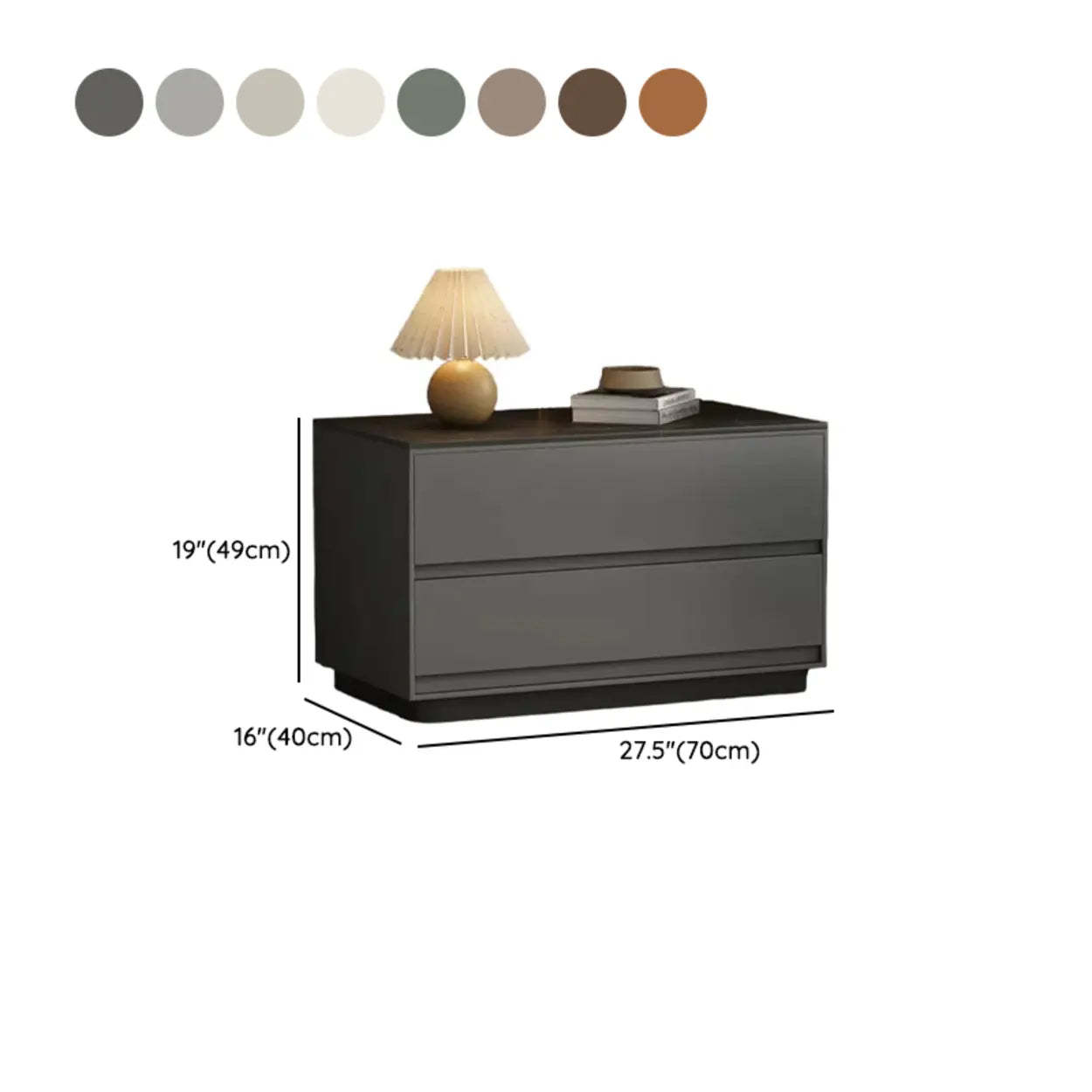 Minimalist Matte Black Nightstand with Drawers — Fruit Green