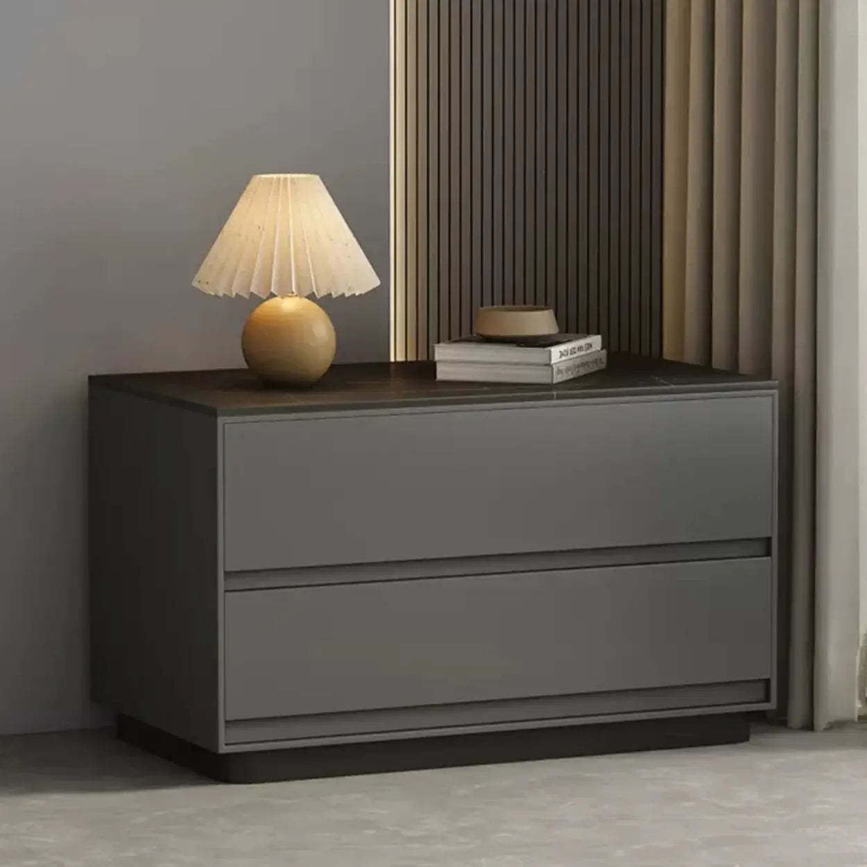 Modern Minimalist Wood Nightstand with Drawers
