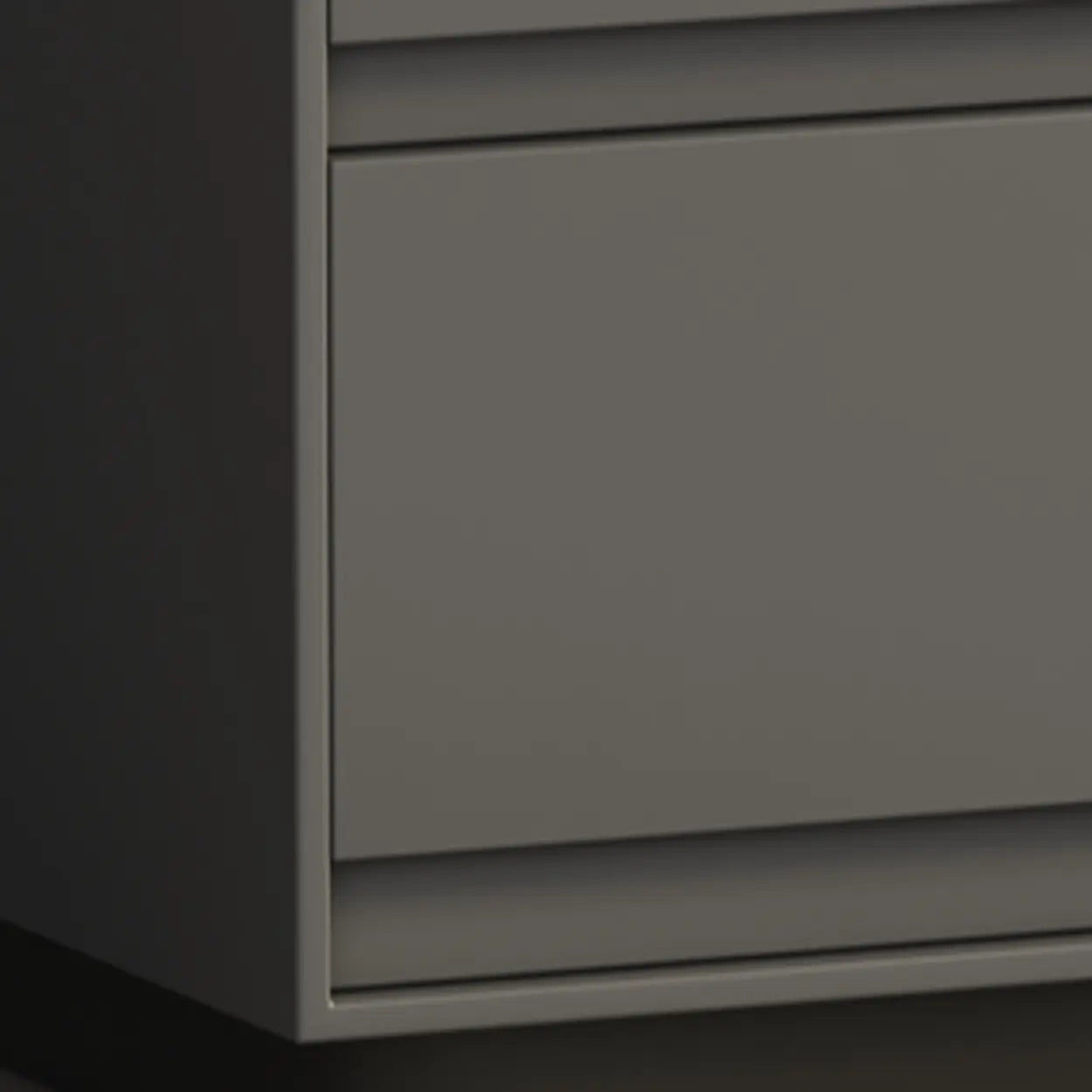 Minimalist Matte Black Nightstand with Drawers — Cream