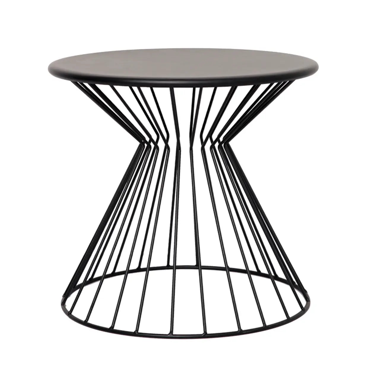 Minimalist Black Metal Small Round Side Table — Black and White