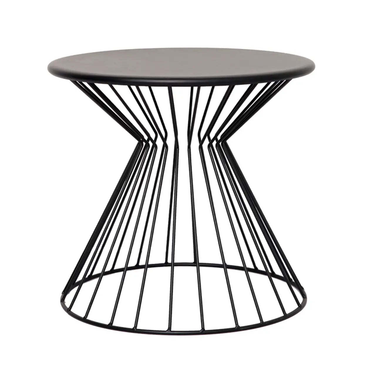 Minimalist Black Metal Small Round Side Table — Black and White