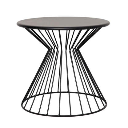 Minimalist Black Metal Small Round Side Table — Black and White