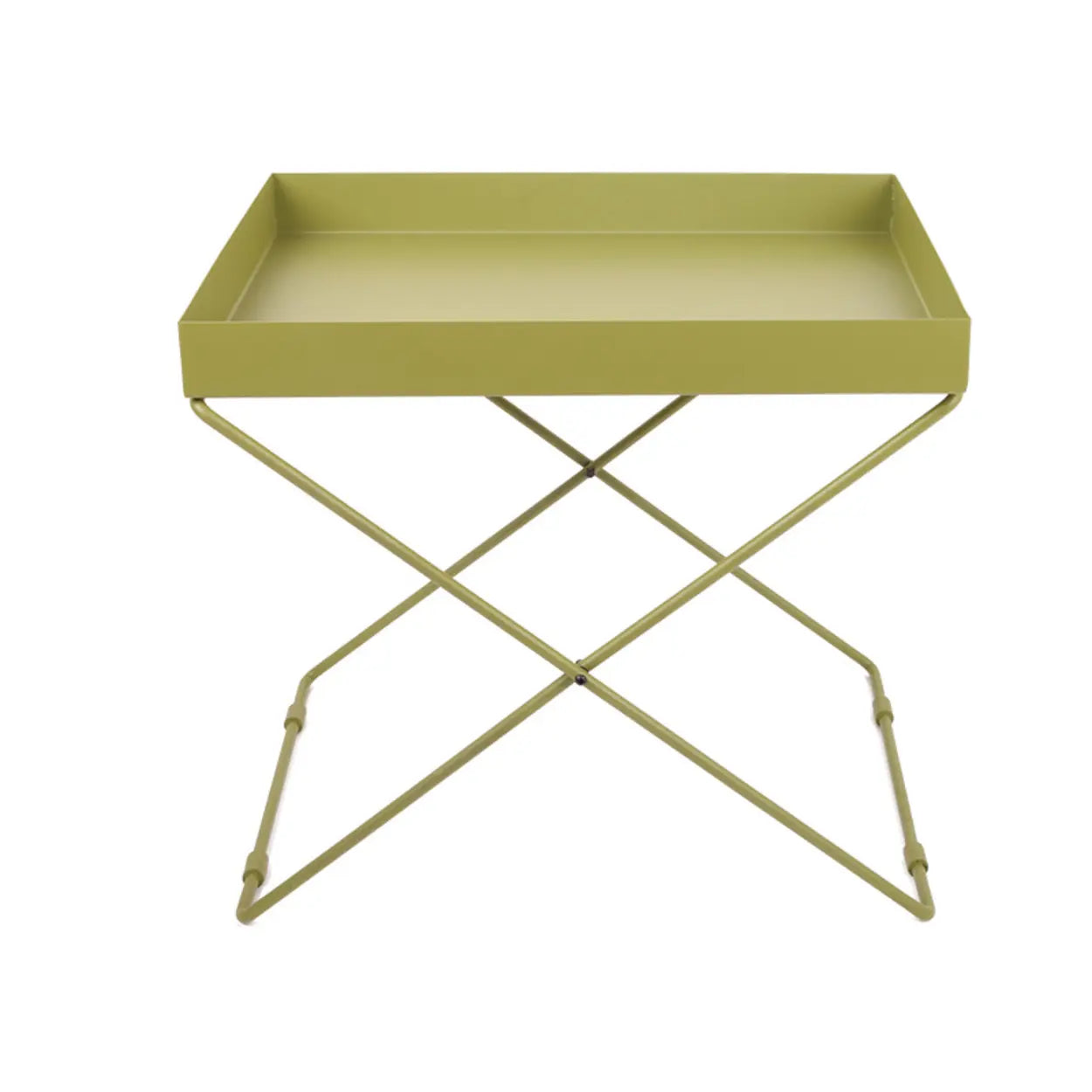 Minimalist Black Metal Small Round Side Table — Green