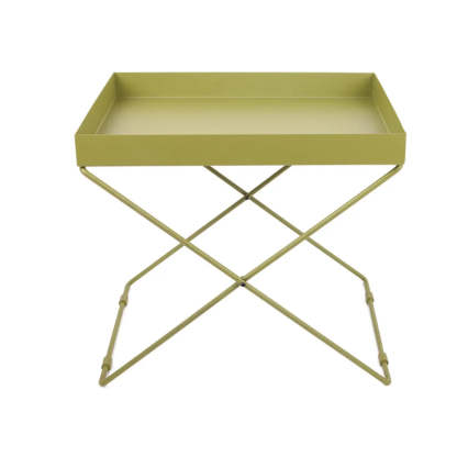 Minimalist Black Metal Small Round Side Table — Green