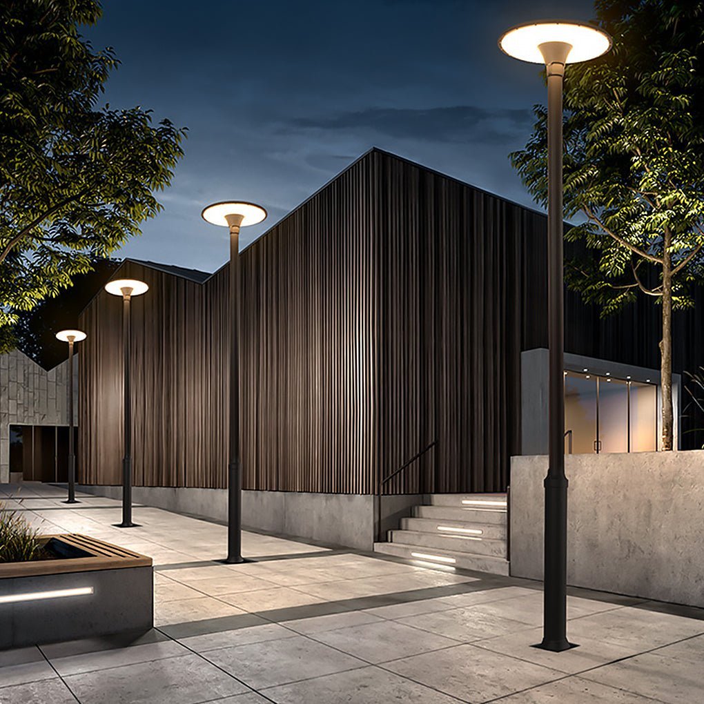 Round Waterproof LED Gray Modern Public Lighting Outdoor Pole Lights-Lighom