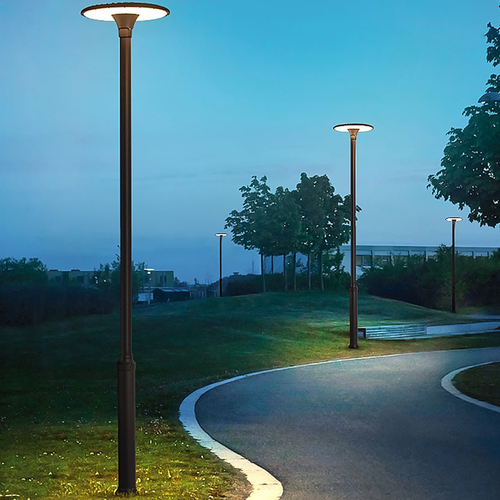 Round Waterproof LED Gray Modern Public Lighting Outdoor Pole Lights-Lighom