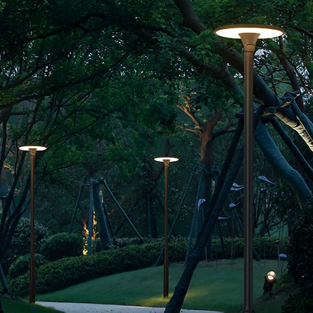 Round Waterproof LED Gray Modern Public Lighting Outdoor Pole Lights-Lighom
