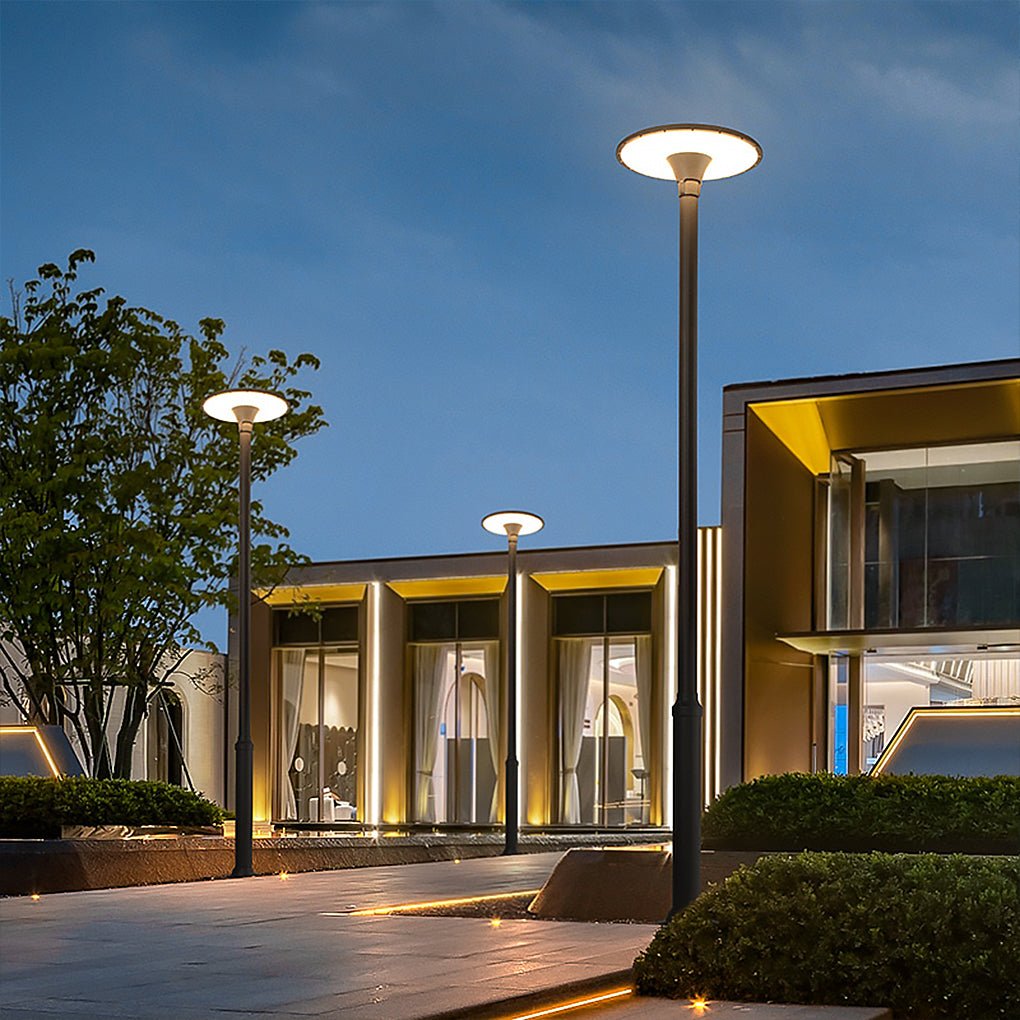 Round Waterproof LED Gray Modern Public Lighting Outdoor Pole Lights-Lighom