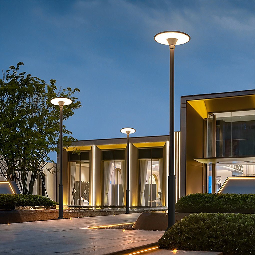 Round Waterproof LED Gray Modern Public Lighting Outdoor Pole Lights-Lighom