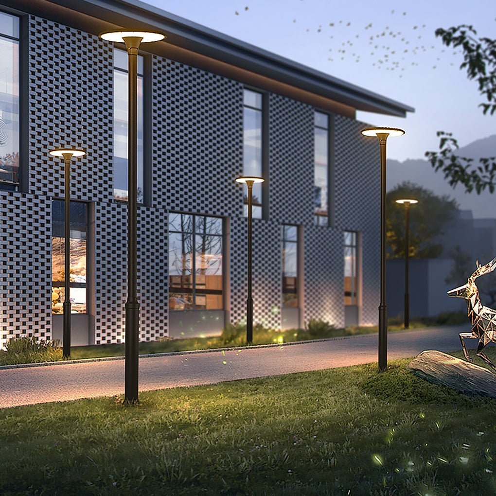 Round Waterproof LED Gray Modern Public Lighting Outdoor Pole Lights-Lighom