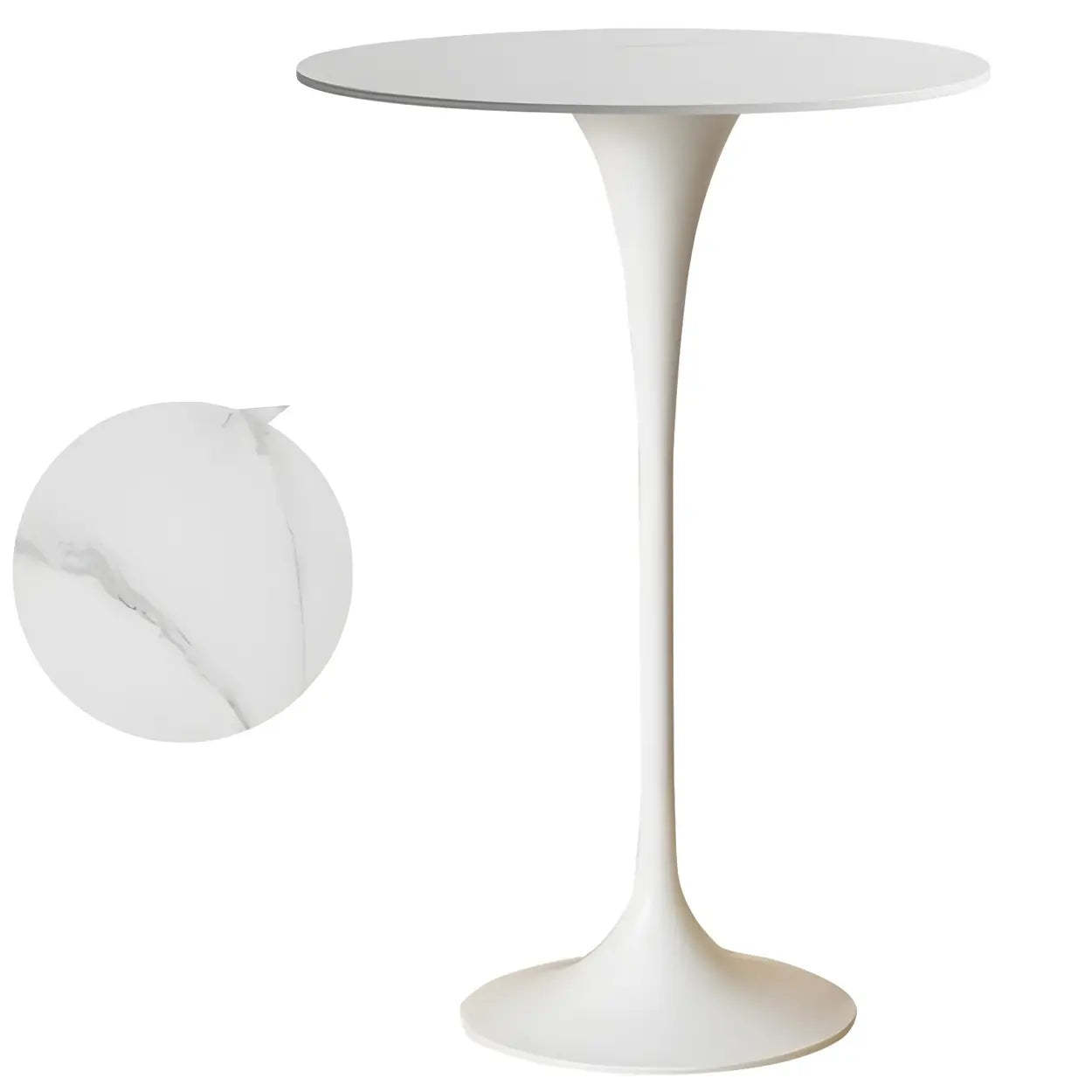 Minimalist Small Round Pedestal Bar Table — Walnut/ Gold / Table Only