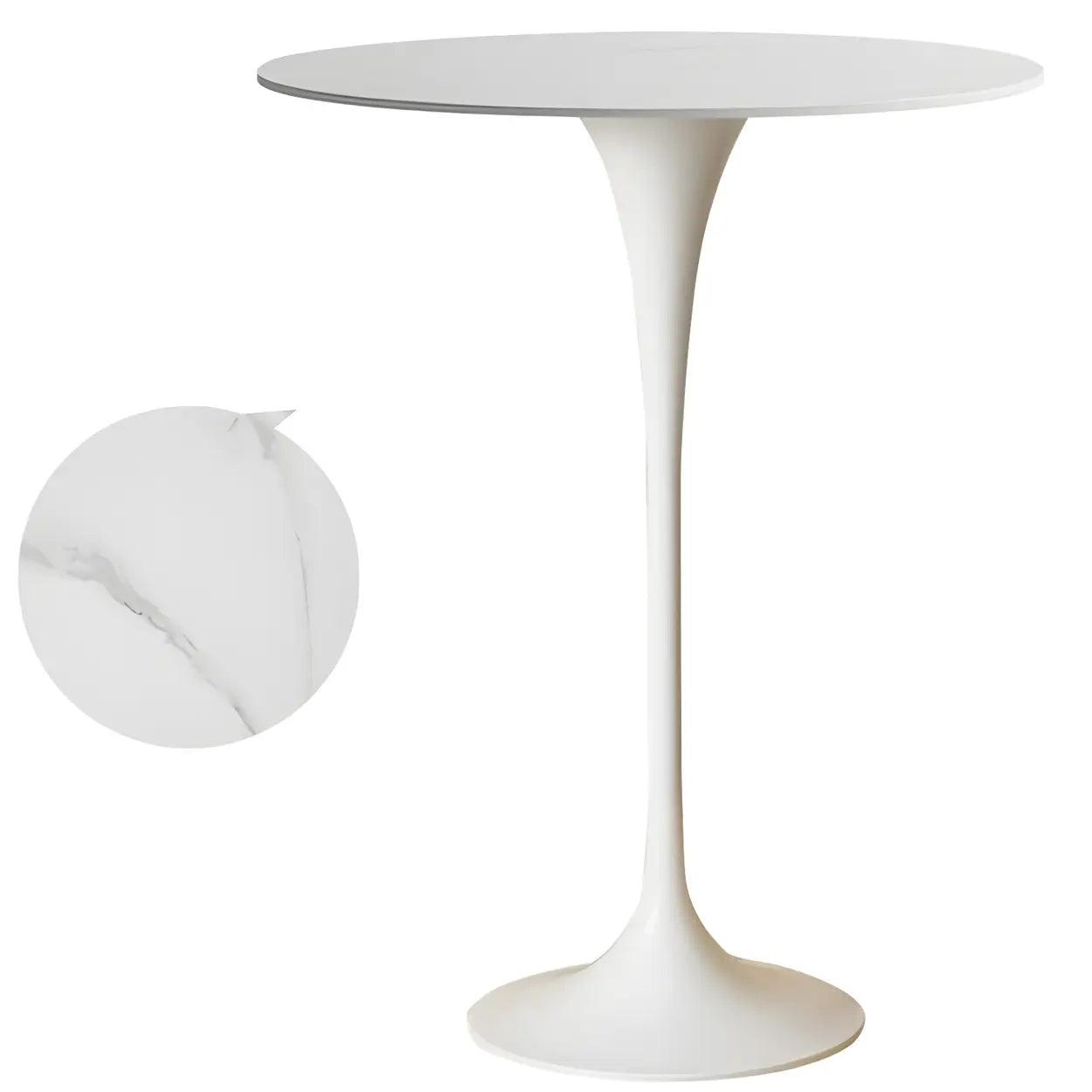 Minimalist Small Round Pedestal Bar Table — Black-Gold / Table Only