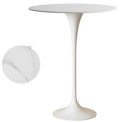 Minimalist Small Round Pedestal Bar Table — Black-Gold / Table Only