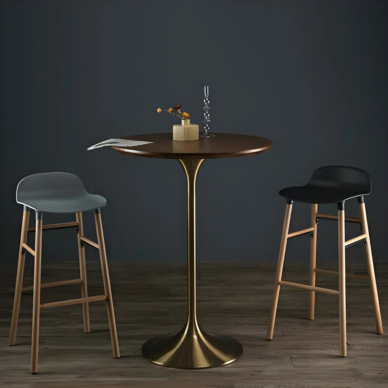 Minimalist Small Round Pedestal Bar Table
