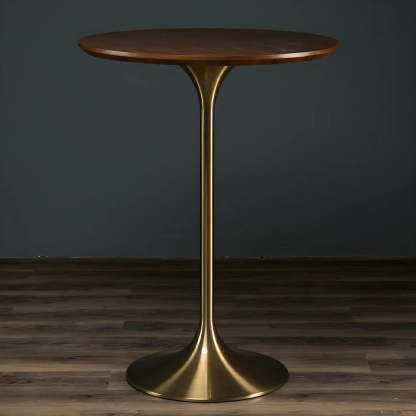 Minimalist Small Round Pedestal Bar Table — White / Table Only